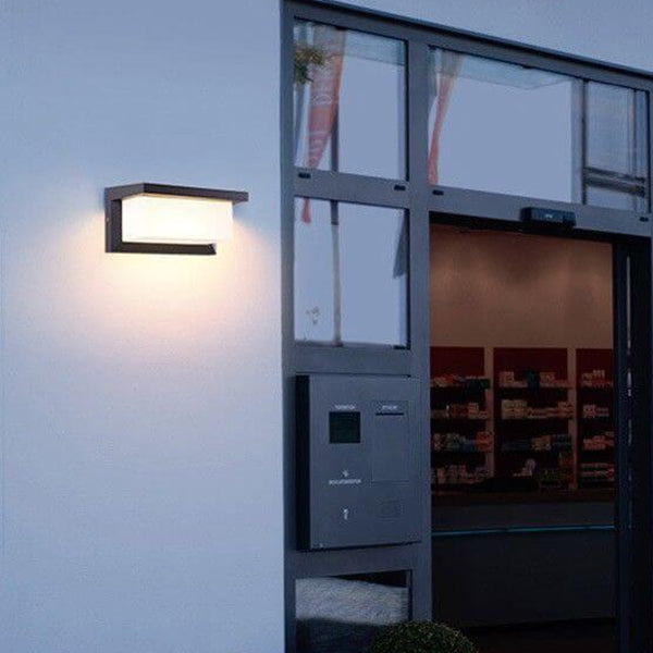 Lámpara Aplique de Pared Impermeable Sensor LED Rectangular Moderna para Exterior 