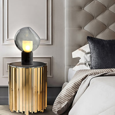 Lámpara de Mesa de 1 Luz con Base de Mármol Minimalista Nórdico y Bola de Vidrio 