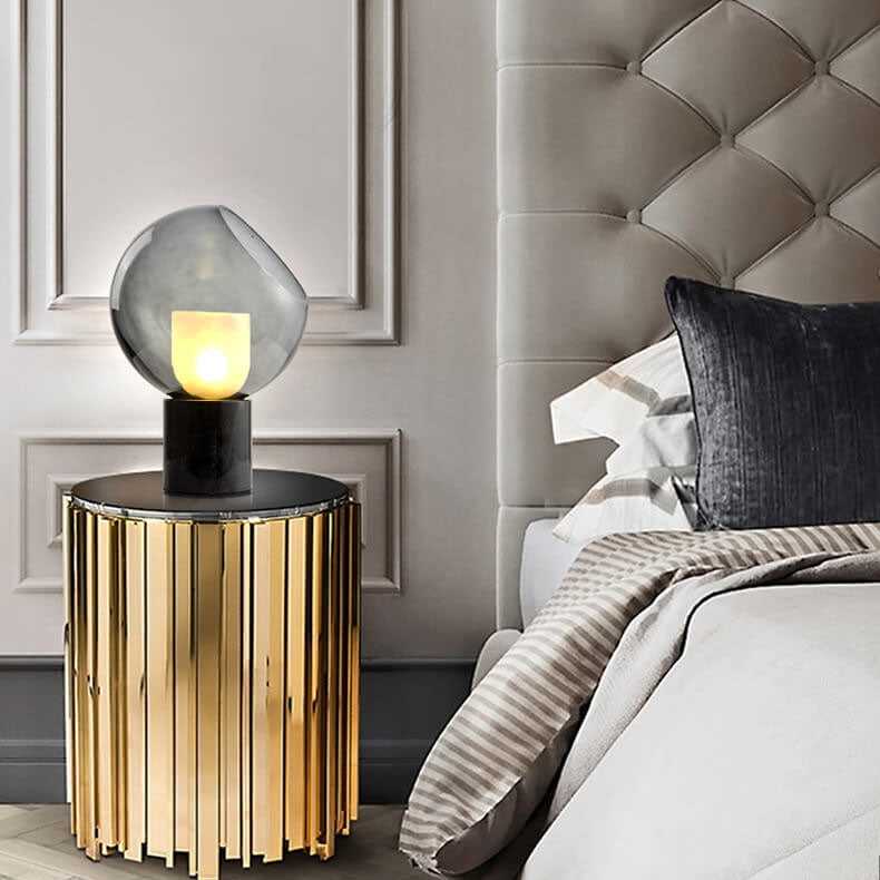 Lámpara de Mesa de 1 Luz con Base de Mármol Minimalista Nórdico y Bola de Vidrio 