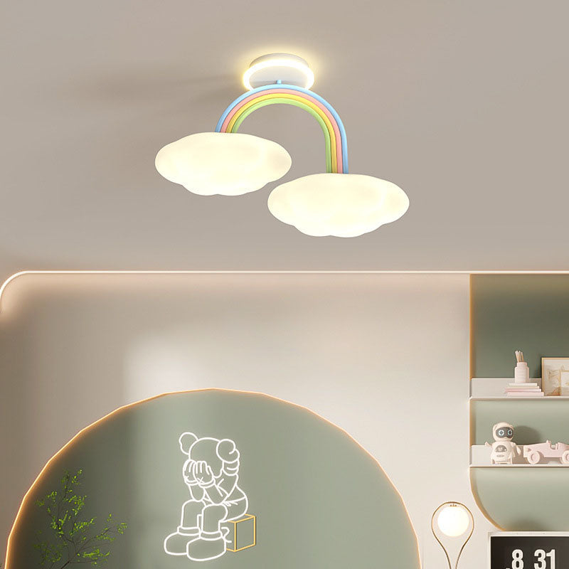 Moderne Creme Regenbogen Eisen Rotomolded LED Deckenleuchte mit halber Einbauleuchte 