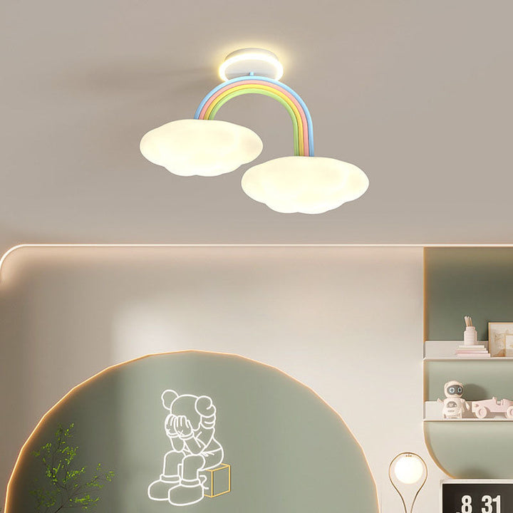 Moderne Creme Regenbogen Eisen Rotomolded LED Deckenleuchte mit halber Einbauleuchte 