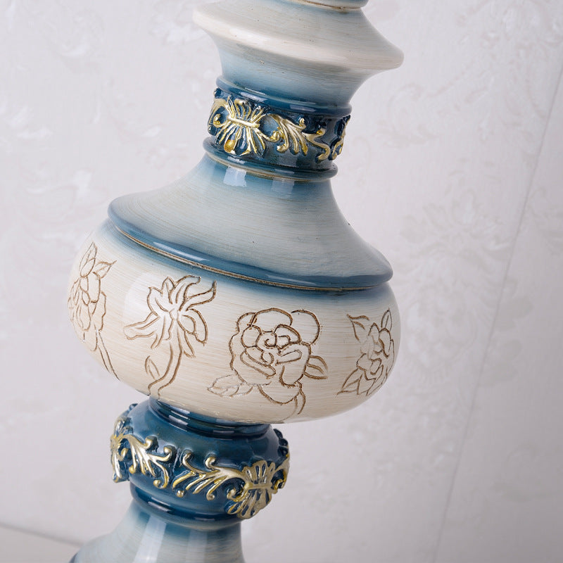 Lampe de table à 1 lumière en résine à fleurs de luxe Europe Retro Light 