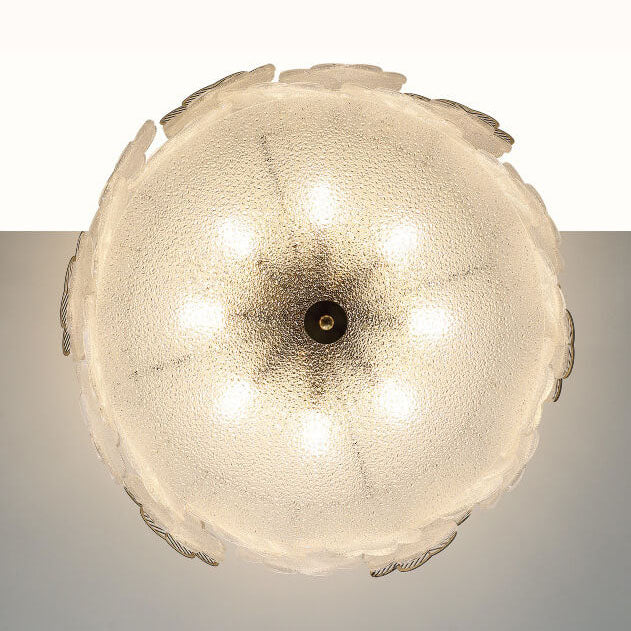 Traditional French Floral Glass Round Hardware 5/8 Light Semi-Flush Mount Ceiling Light for Living Room
