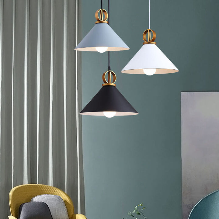 Suspension lumineuse en aluminium couleur macaron moderne à 1 lumière 