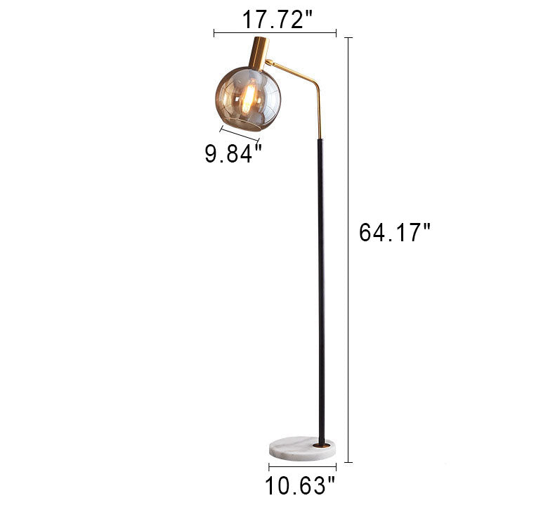 Nordic Minimalist Glass Dome Shade Marble Base 1-Light Standing Floor Lamp