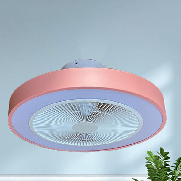 Modern Minimalist Solid Color Iron Copper LED Flush Mount Ceiling Fan Light