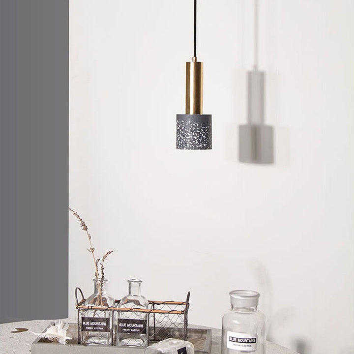 Moderne nordische Pendelleuchte aus farbigem Terrazzo und Metall mit 1 Flamme für das Wohnzimmer 