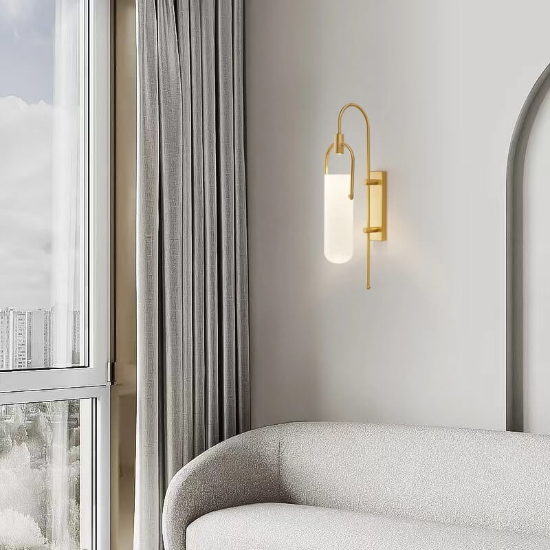Modern Wrought Iron Frosted Glass 1-Light Wall Sconce Lamp