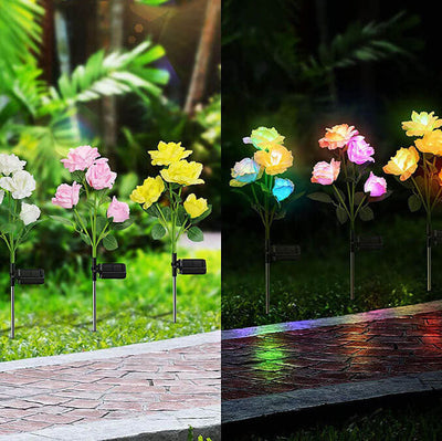 Solar Rose LED Outdoor Lawn Decorative Ground Plug Light