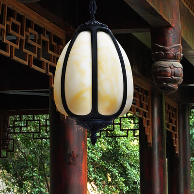 Modern Imitation Jade Shade Pumpkin 1-Light Outdoor Pendant Light