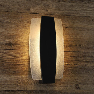 Modern Minimalist Rectangle Aluminum Glass LED Wall Sconce Lamp For Outdoor Patio