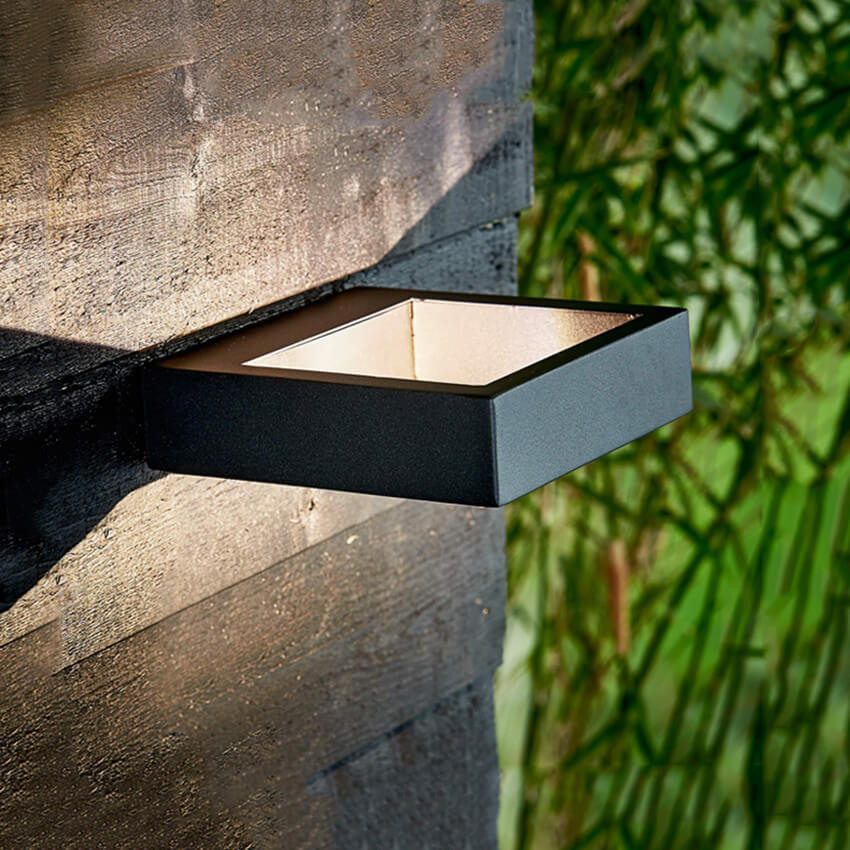 Modern Minimalist Outdoor Square Frame Aluminum Glass LED Waterproof Wall Sconce Lamp for Outdoor Patio