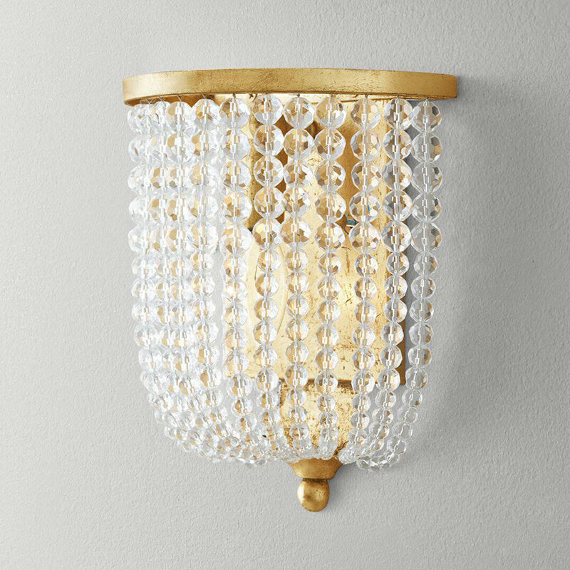 Vintage Antique Crystal Half Cylinder Decorative 1-Light Wall Sconce Lamp
