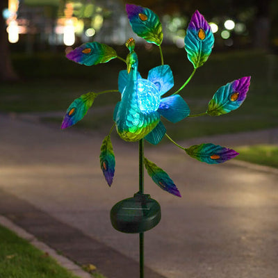 Solar Peacock Windmill Outdoor Garden Decorative Landscape Light