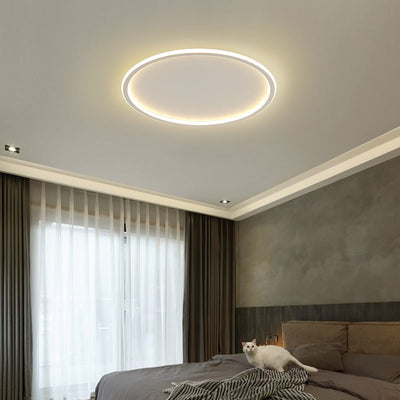 Modern Minimalist Aluminum Geometric Circle Silicone Shade LED Flush Mount Ceiling Light For Living Room