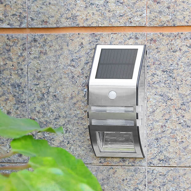 Lámpara de Aplique de Pared LED para Jardín con Sensor de Acero Inoxidable Trapezoidal Solar para Exteriores 