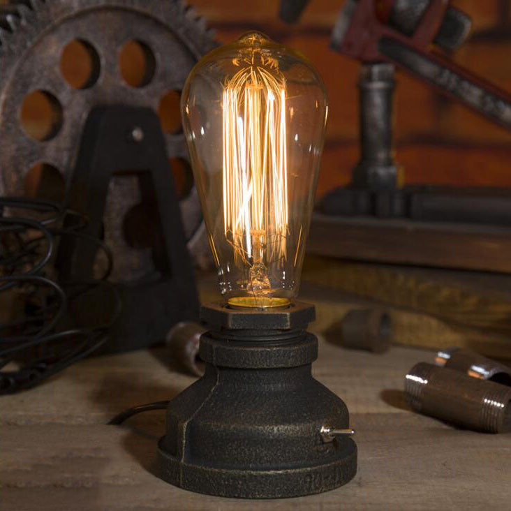 Contemporary Industrial Steampunk Round Glass 1-Light Table Lamp For Entertainment Room