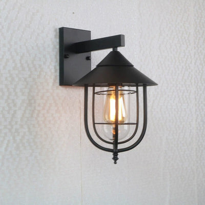 Vintage Industrial Iron Lantern Indoor Outdoor 1-Light Wall Sconce Lamp