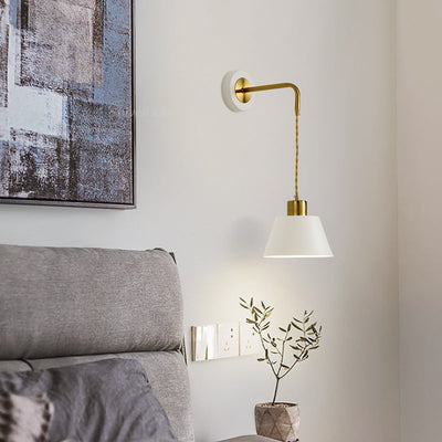 Modern Minimalist Trapezoidal Hanging Wire Iron 1-Light Wall Sconce Lamp For Bedroom