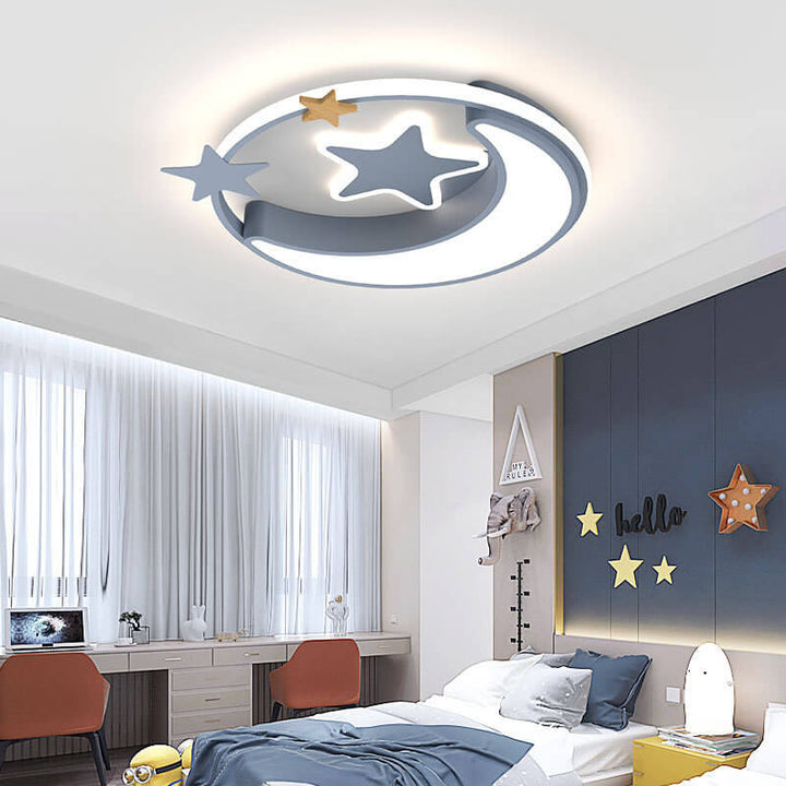 Plafonnier LED pour enfants avec design étoile lune ronde et simplicité créative 