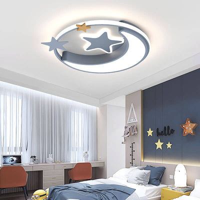 Creative Simplicity Star Moon Round LED Kids Flush Mount Ceiling Light