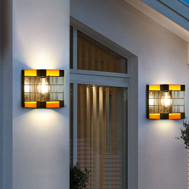 Solar Creative Square Cage Light Control LED Outdoor Waterproof Wall Sconce Lamp