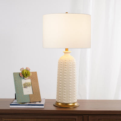Nordic Light Luxury Ice Crackle Ceramic Fabric 1-Light Table Lamp