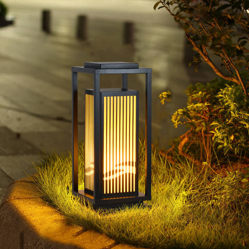 Modern Chinese Square Cage Outdoor Waterproof 1-Light Lawn Path Light