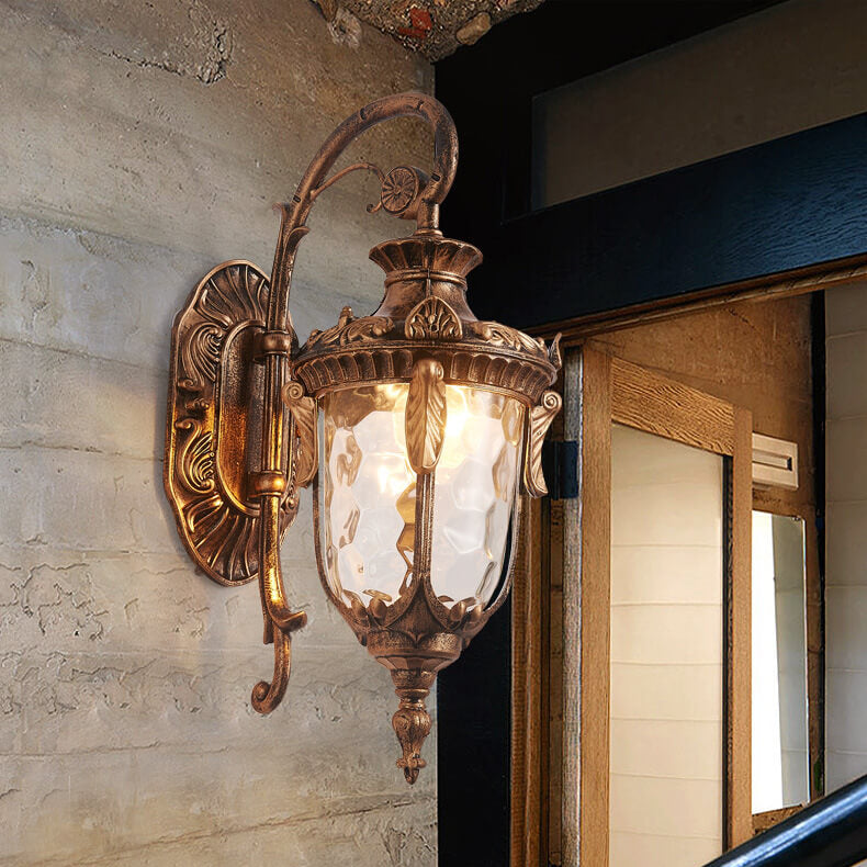Farol europeo de lujo para exteriores impermeable con aplique de pared de 1 luz 