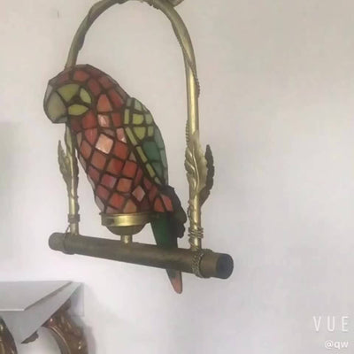 Tiffany Chinese Vintage Glass Parrot LED-Pendelleuchte 