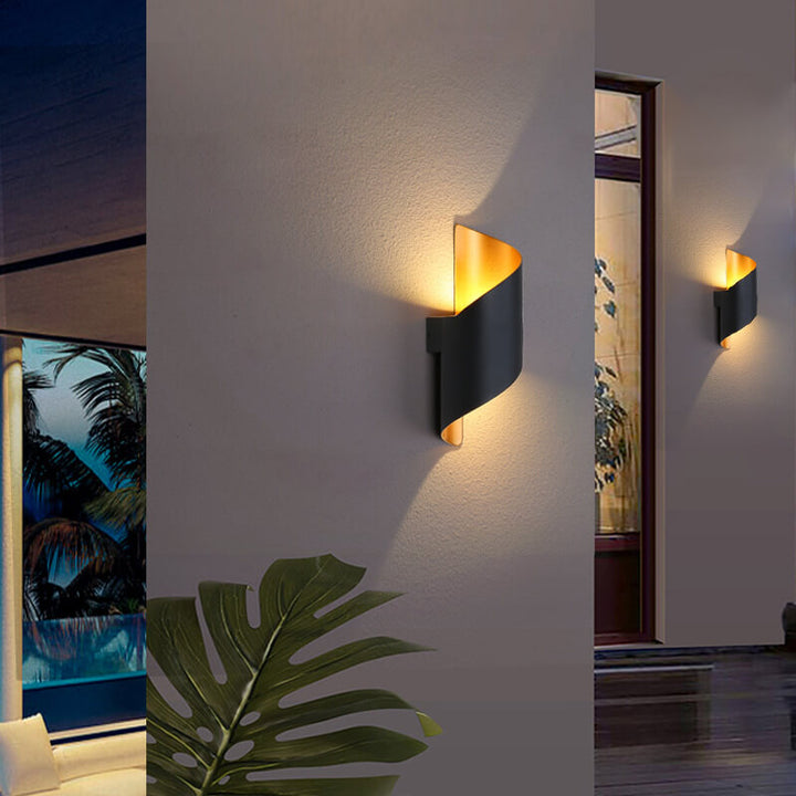 Modern Creative Bending Aluminum Outdoor Indoor Waterproof LED Wall Sconce Lamp