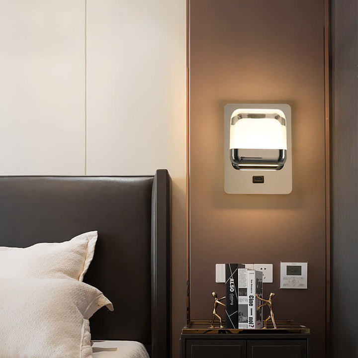 Lampe murale LED carrée en acrylique simple et moderne en acier inoxydable 