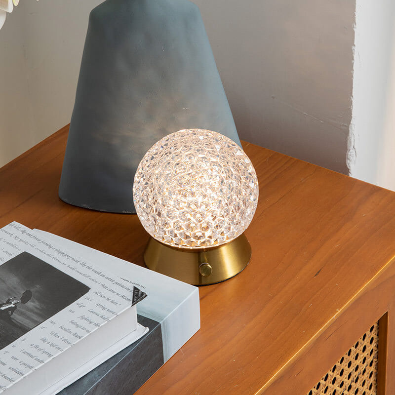 Modern Light Luxury Round Ball Iron Acrylic USB LED Ambient Table Lamp