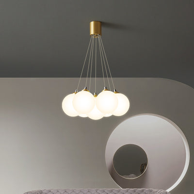 Nordic Light Luxury Glasballon Messing 4/5/7 Licht Kronleuchter 