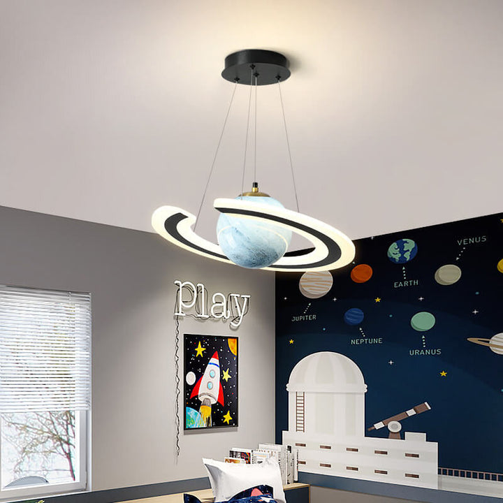 Moderna Lámpara de Araña LED para Niños de Espacio Creativo Planeta Círculo 