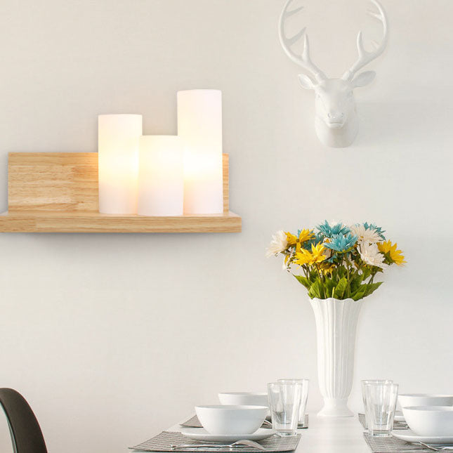 Lámpara de Aplique de Pared de Vidrio de Madera Cilíndrica Minimalista Japonesa de 1 Luz 