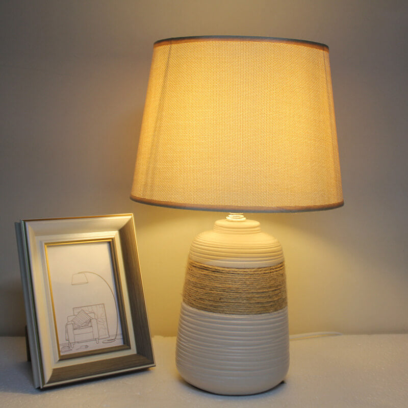 European Style Twine Fabric Ceramic Base 1-Light Table Lamp