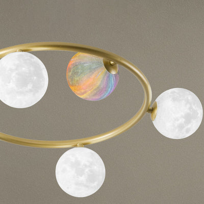 Nordic Planet 3D Printed Moon 5-Light Semi-Flush Mount Deckenleuchte