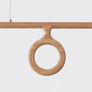 Modern Solid Wood Japanese Style Strip LED Chandelier