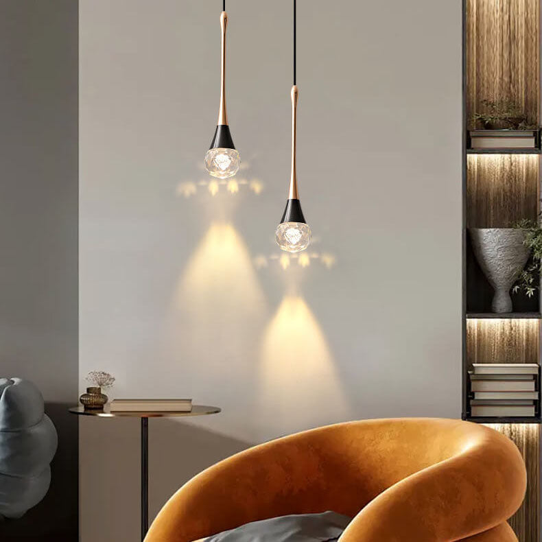 Light Luxury Minimalist Crystal Hardware Pillar LED Pendant Light