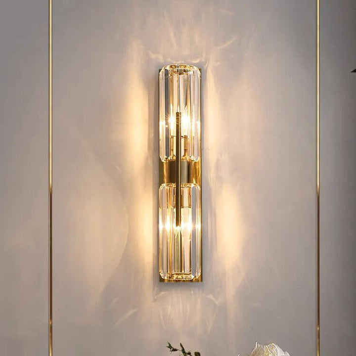 Modern Luxury Crystal Metal Strip 2-Light Wall Sconce Lamp