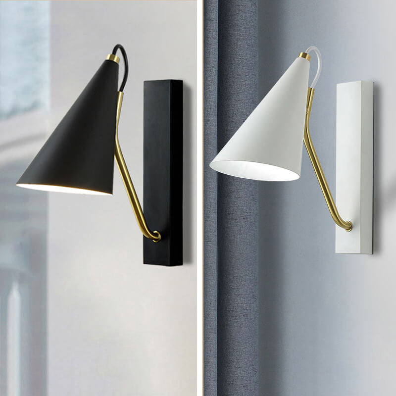Nordic Minimalist Cone Shade Long Base 1-Light Wall Sconce Lamp