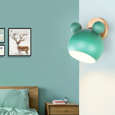 Nordic Cartoon Bear Dome 1-Light Kids Wall Sconce Lamp