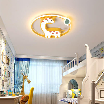 Cartoon Creative Giraffe Acrylic LED Flush Mount Ceiling Light