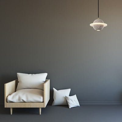 Contemporary Creative Planet Cement Acrylic LED Pendant Light For Bedroom