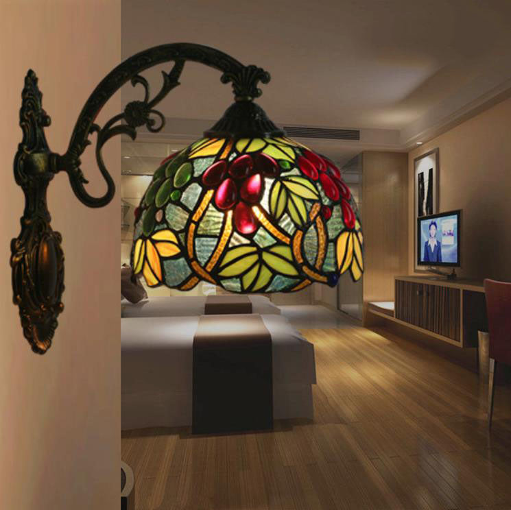 European Vintage Tiffany 1-Light Wall Sconce Lamp