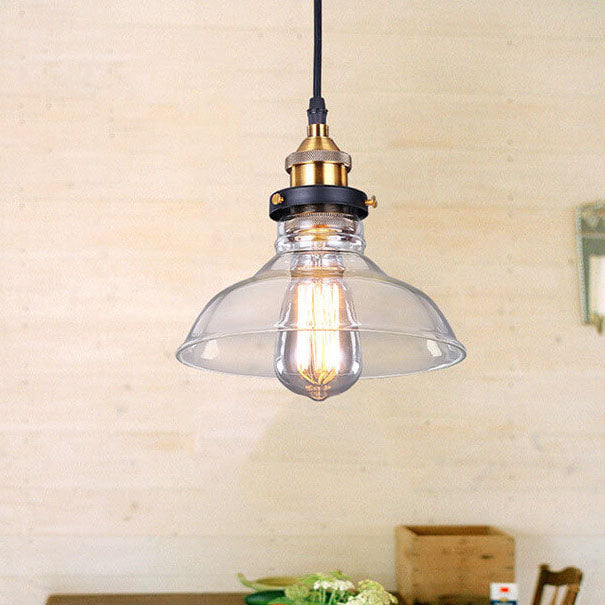 Vintage Gold Antique Brass Clear Barn 1-Light Pendant Light