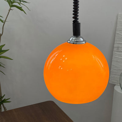 Modern Retro Round Head Retractable Glass 1-Light Pendant Light