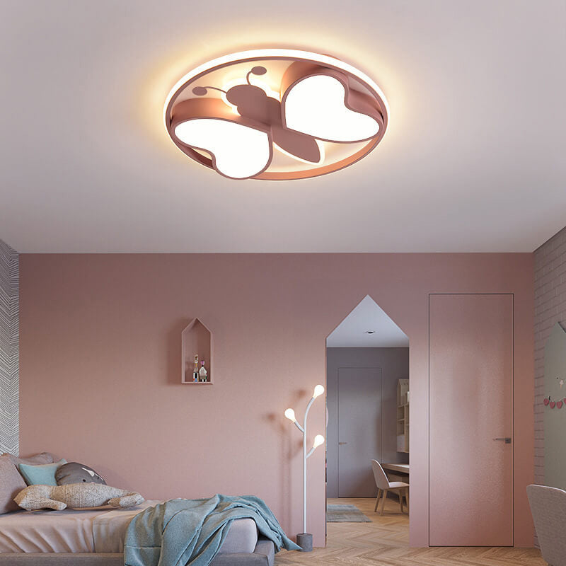 Creative Cartoon Butterfly Round LED  Flush Mount Ceiling Light