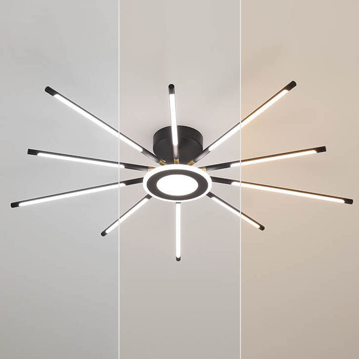 Modern Creative Strip Fireworks LED Semi- Flush Mount Ceiling Light